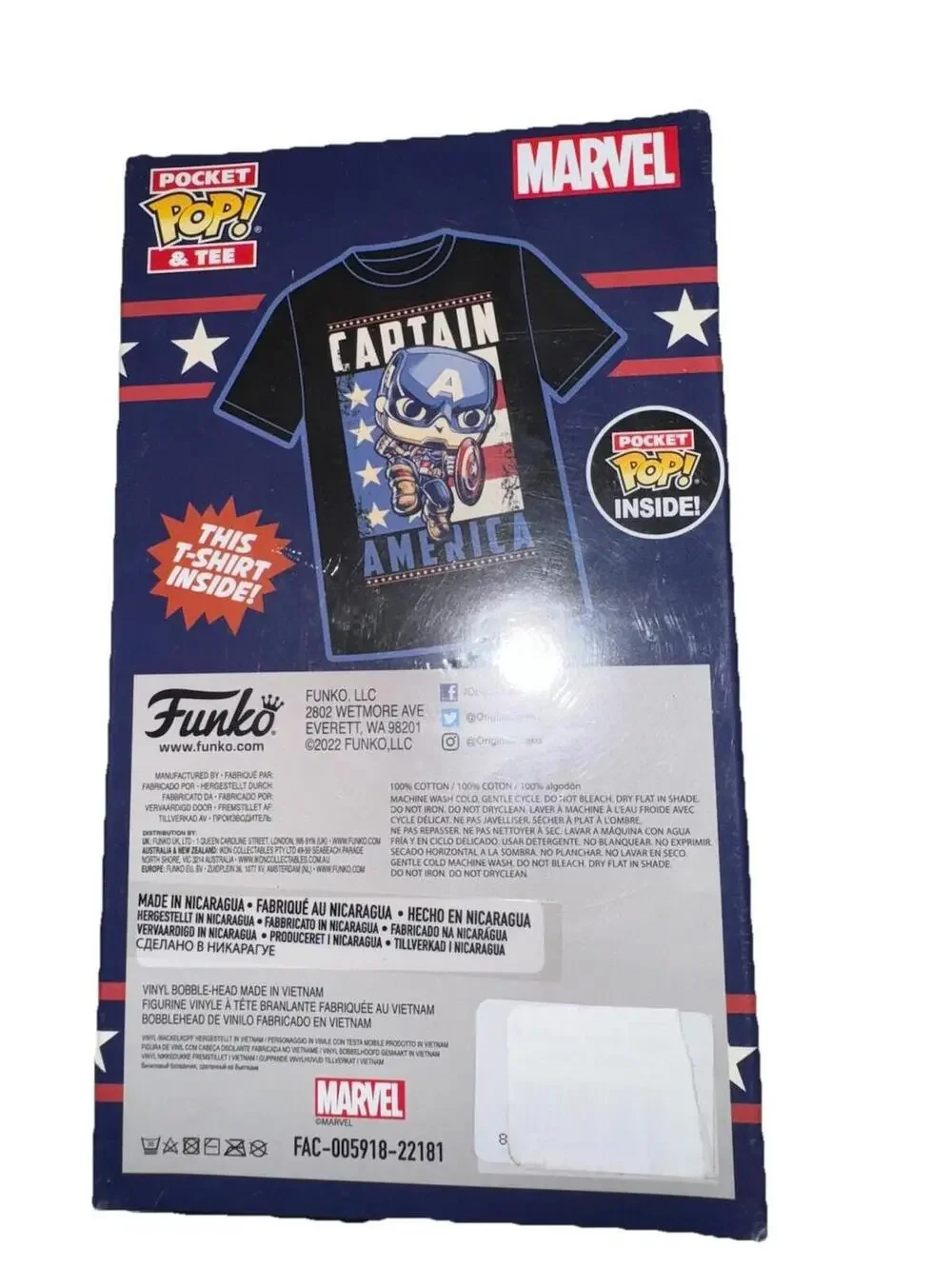 Marvel’s Captain America- Pocket POP/T-Shirt (Small) Bundle - FUNKO POP! MINIS